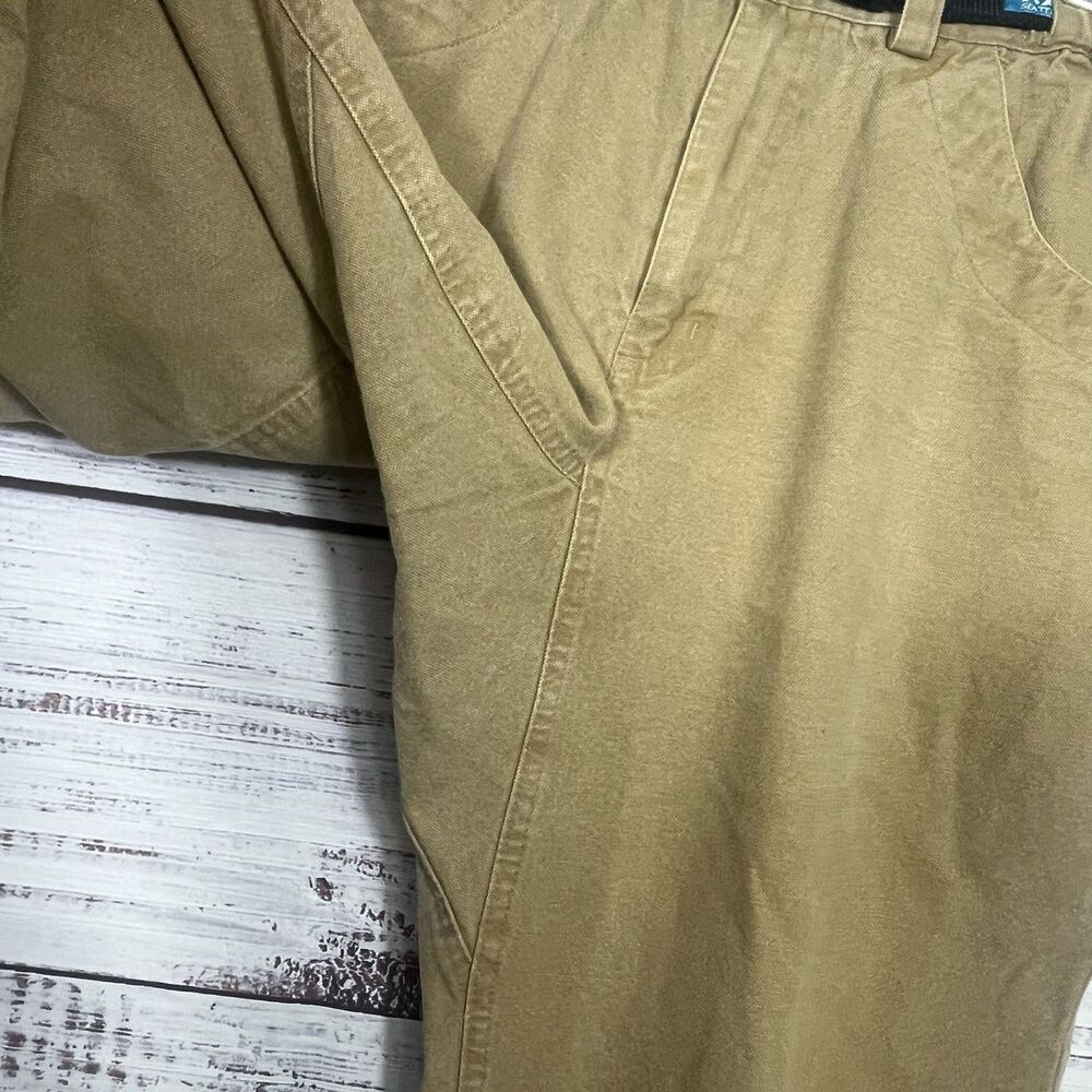 Vtg KAVU Chilliwack Canvas Khaki Belted Climbing *Cut Off* Pants Short Large USA - Picture 8 of 13